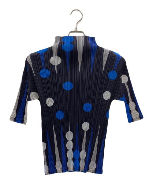 PLEATS PLEASE（プリーツプリーズ）PLEATS PLEASE (プリーツプリーズ) PLEATS PLEASE　プリーツカットソー ネイビー×ブルー サイズ:3の古着・服飾アイテム