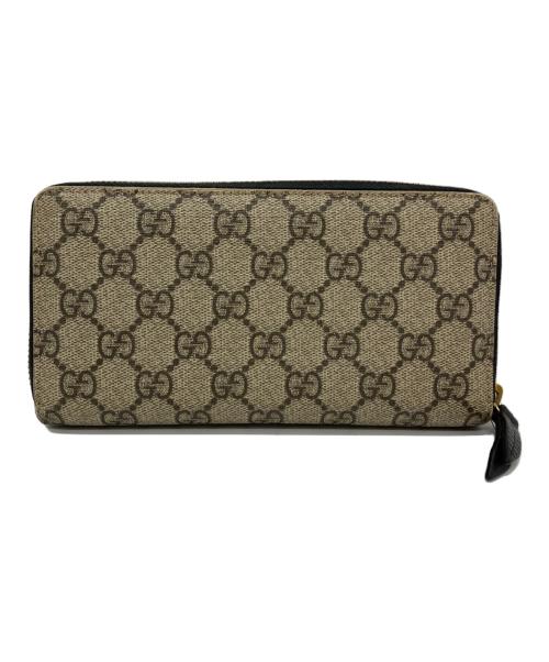 GUCCI（グッチ）GUCCI (グッチ) GUCCI　GGマーモント　ラウンドファスナー財布 ブラック×ベージュの古着・服飾アイテム
