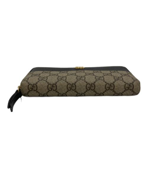 GUCCI（グッチ）GUCCI (グッチ) GUCCI　GGマーモント　ラウンドファスナー財布 ブラック×ベージュの古着・服飾アイテム