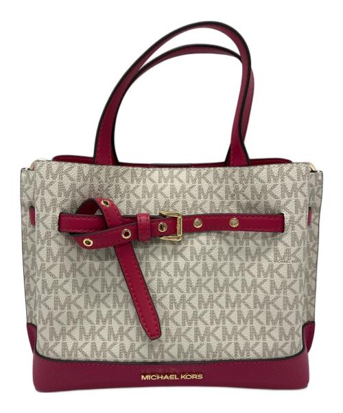MICHAEL KORS（マイケル・コース）MICHAEL KORS (マイケル・コース) MICHAEL KORS　2WAYバッグ ショッキングピンク×ホワイトの古着・服飾アイテム