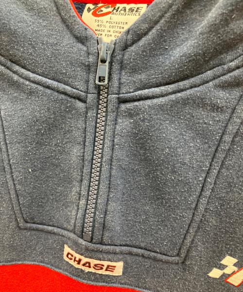 CHASE（チェイス）CHASE (チェイス) ハーフジップスウェット ネイビー×レッド サイズ:Lの古着・服飾アイテム