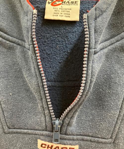 CHASE（チェイス）CHASE (チェイス) ハーフジップスウェット ネイビー×レッド サイズ:Lの古着・服飾アイテム