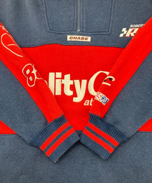 CHASE（チェイス）CHASE (チェイス) ハーフジップスウェット ネイビー×レッド サイズ:Lの古着・服飾アイテム