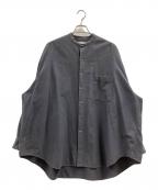Graphpaperグラフペーパー）の古着「Oxford Oversized Band Collar Shirt」｜グレー