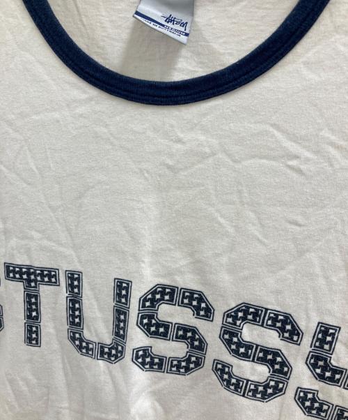 stussy（ステューシー）stussy (ステューシー) 半袖Tシャツ ホワイト×ネイビー サイズ:Mの古着・服飾アイテム