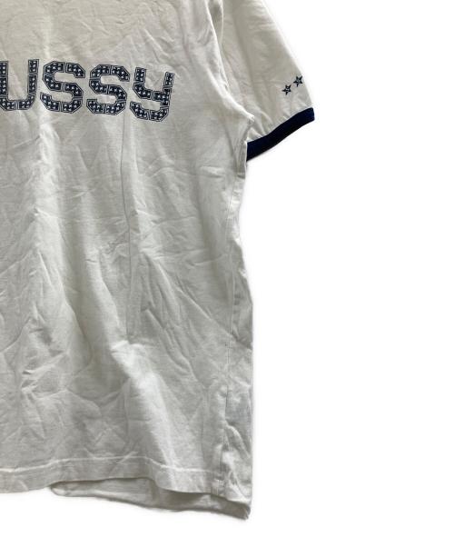 stussy（ステューシー）stussy (ステューシー) 半袖Tシャツ ホワイト×ネイビー サイズ:Mの古着・服飾アイテム