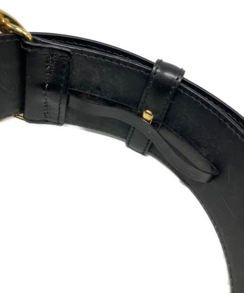 GUCCI（グッチ）GUCCI (グッチ) GUCCI　インターロッキングG　レザーベルト ブラック×ゴールドの古着・服飾アイテム