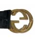 中古・古着 GUCCI (グッチ) GUCCI　インターロッキングG　レザーベルト ブラック×ゴールド：10000円