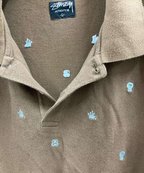 stussy（ステューシー）stussy (ステューシー) ポロシャツ ブラウン サイズ:Lの古着・服飾アイテム