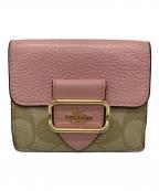 COACHコーチ）の古着「COACH　2つ折り財布」｜ピンクベージュ