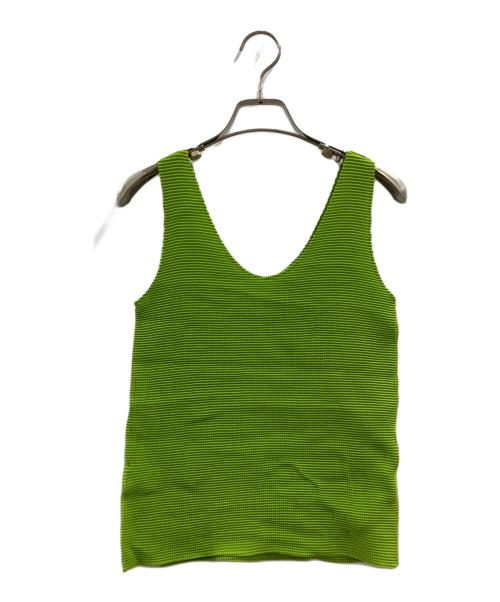 me ISSEY MIYAKE（ミーイッセイ ミヤケ）me ISSEY MIYAKE (ミーイッセイ ミヤケ) ボックスプリーツノースリーブカットソー グリーン サイズ:FREEの古着・服飾アイテム