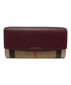 BURBERRYバーバリー）の古着「BURBERRY　長財布」｜ワインレッド×ベージュ