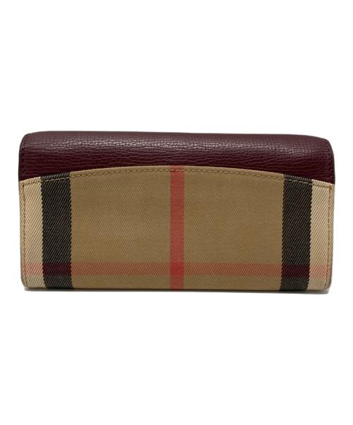 BURBERRY（バーバリー）BURBERRY (バーバリー) BURBERRY　長財布 ワインレッド×ベージュの古着・服飾アイテム