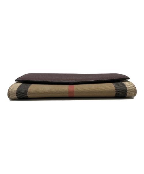 BURBERRY（バーバリー）BURBERRY (バーバリー) BURBERRY　長財布 ワインレッド×ベージュの古着・服飾アイテム
