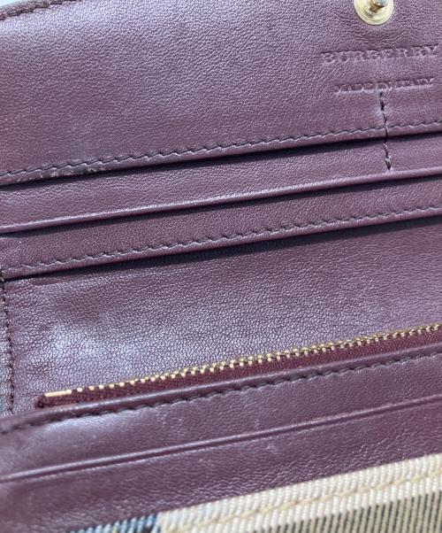 BURBERRY（バーバリー）BURBERRY (バーバリー) BURBERRY　長財布 ワインレッド×ベージュの古着・服飾アイテム