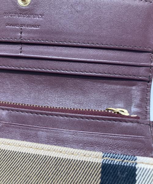 BURBERRY（バーバリー）BURBERRY (バーバリー) BURBERRY　長財布 ワインレッド×ベージュの古着・服飾アイテム