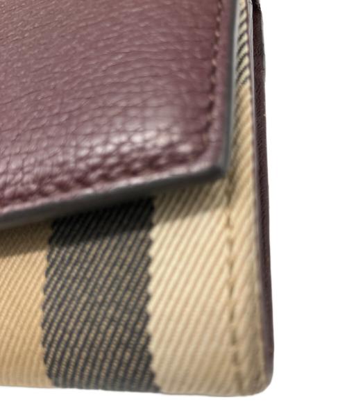 BURBERRY（バーバリー）BURBERRY (バーバリー) BURBERRY　長財布 ワインレッド×ベージュの古着・服飾アイテム