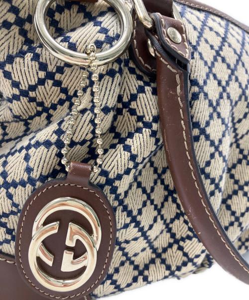 GUCCI（グッチ）GUCCI (グッチ) GUCCI　ディアマンテ　スーキー　ハンドバッグ ベージュ×ネイビーの古着・服飾アイテム