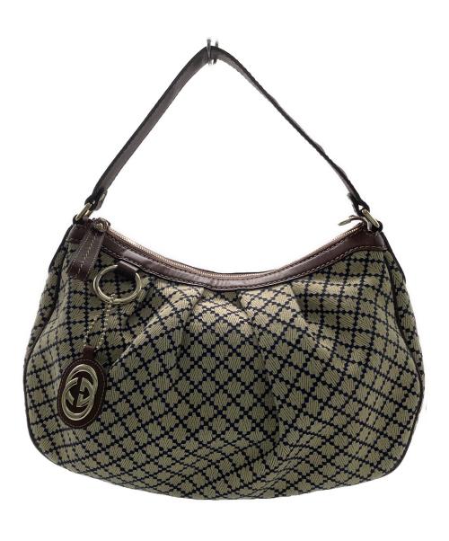 GUCCI（グッチ）GUCCI (グッチ) GUCCI　ディアマンテ　スーキー　ハンドバッグ ベージュ×ネイビーの古着・服飾アイテム