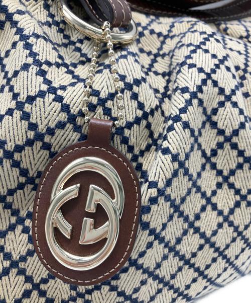 GUCCI（グッチ）GUCCI (グッチ) GUCCI　ディアマンテ　スーキー　ハンドバッグ ベージュ×ネイビーの古着・服飾アイテム