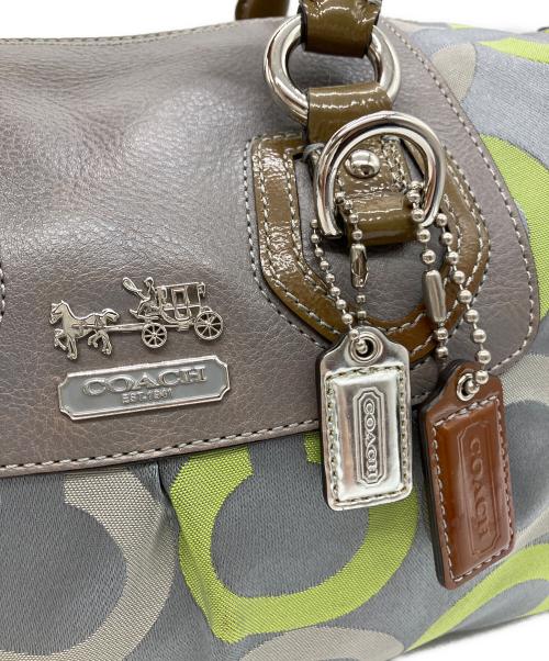 COACH（コーチ）COACH (コーチ) COACH　2WAYバッグ ライトグレー×グリーンの古着・服飾アイテム