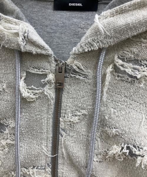DIESEL（ディーゼル）DIESEL (ディーゼル) ダメージ加工ジップパーカー グレー サイズ:XXSの古着・服飾アイテム