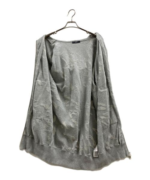 DIESEL（ディーゼル）DIESEL (ディーゼル) ダメージ加工ジップパーカー グレー サイズ:XXSの古着・服飾アイテム