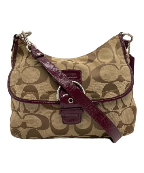 COACH（コーチ）COACH (コーチ) ショルダーバッグ ベージュ×ボルドーの古着・服飾アイテム