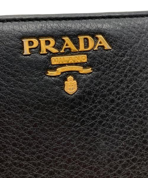 PRADA（プラダ）PRADA (プラダ) 2つ折り財布 ブラック×レッドの古着・服飾アイテム