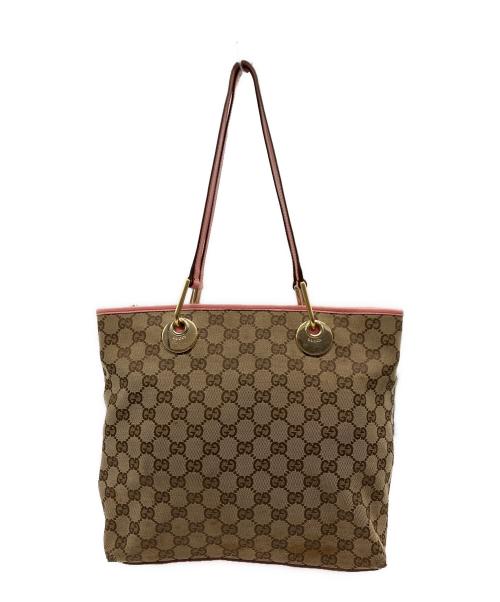 GUCCI（グッチ）GUCCI (グッチ) GUCCI　トートバッグ ベージュ×ピンクの古着・服飾アイテム