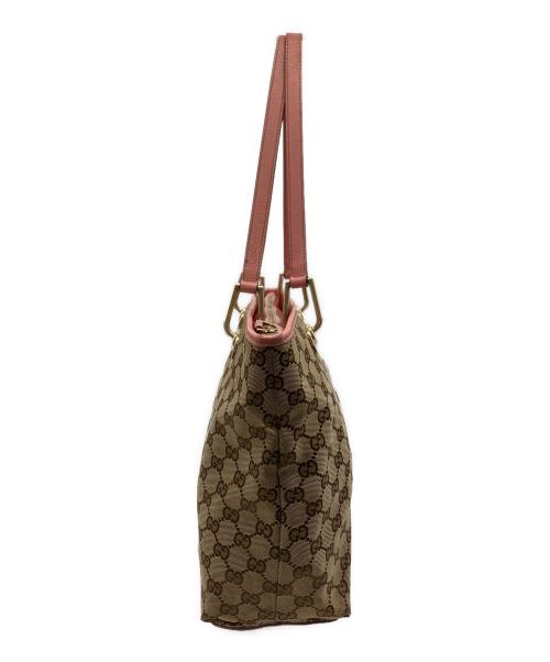 GUCCI（グッチ）GUCCI (グッチ) GUCCI　トートバッグ ベージュ×ピンクの古着・服飾アイテム