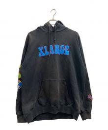 X-LARGE（エクストララージ）の古着「フラワープルオーバーパーカー」｜ブラック
