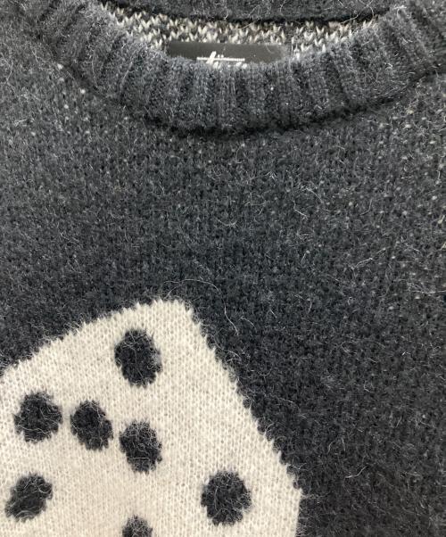 stussy（ステューシー）stussy (ステューシー) DICE MOHAIR SWEATER ブラック サイズ:Lの古着・服飾アイテム
