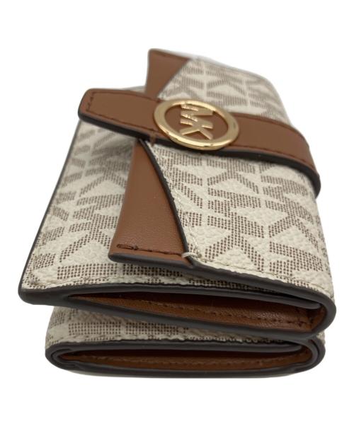 MICHAEL KORS（マイケルコース）MICHAEL KORS (マイケルコース) MICHAEL KORS　3つ折り財布 ベージュ×ブラウンの古着・服飾アイテム