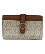 MICHAEL KORSマイケルコース）の古着「MICHAEL KORS　2つ折り財布」｜ベージュ×ブラウン