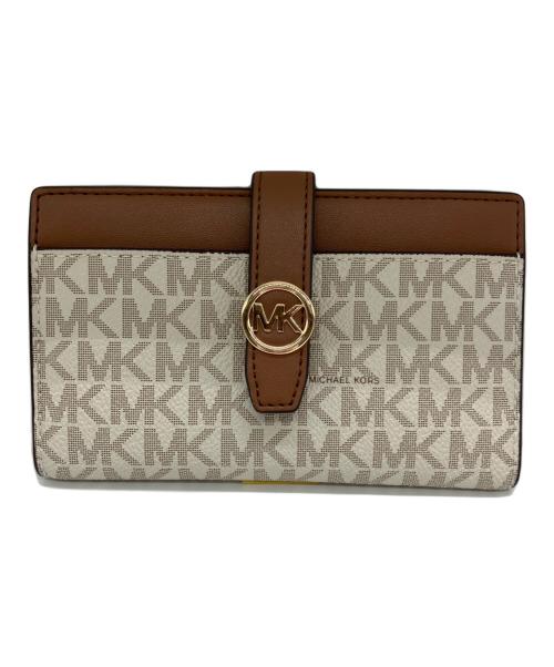 MICHAEL KORS（マイケルコース）MICHAEL KORS (マイケルコース) MICHAEL KORS　2つ折り財布 ベージュ×ブラウンの古着・服飾アイテム