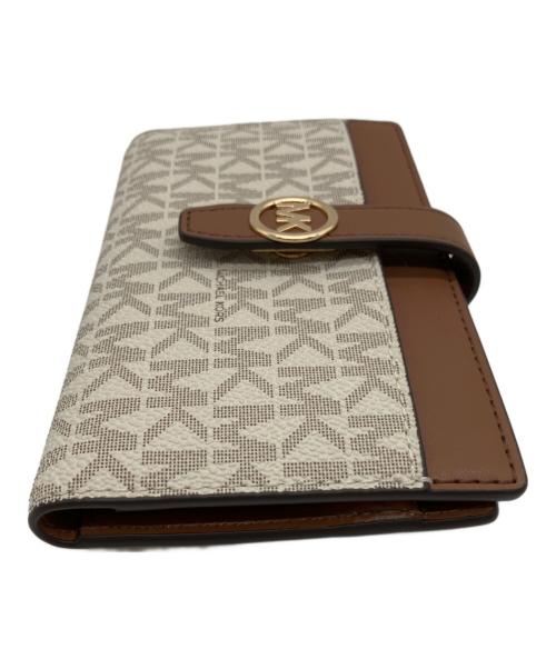 MICHAEL KORS（マイケルコース）MICHAEL KORS (マイケルコース) MICHAEL KORS　2つ折り財布 ベージュ×ブラウンの古着・服飾アイテム