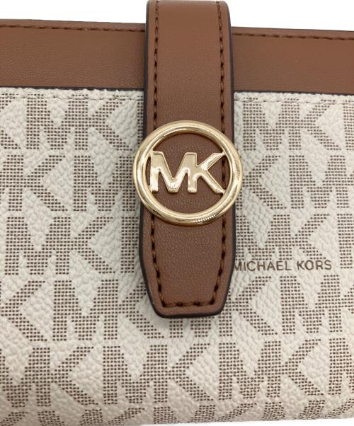 MICHAEL KORS（マイケルコース）MICHAEL KORS (マイケルコース) MICHAEL KORS　2つ折り財布 ベージュ×ブラウンの古着・服飾アイテム