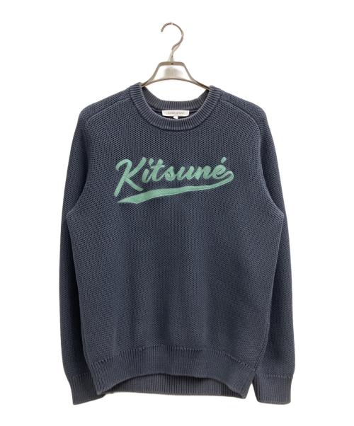 maison kitsune（メゾンキツネ）MAISON KITSUNE (メゾンキツネ) Varsity' sweater ネイビー サイズ:Mの古着・服飾アイテム