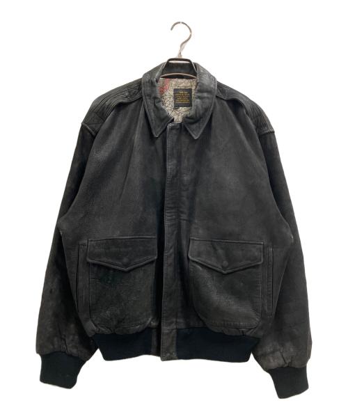 AVIREX（アヴィレックス）AVIREX (アヴィレックス) レザージャケット 裏地地図柄 ブラック サイズ:Lの古着・服飾アイテム