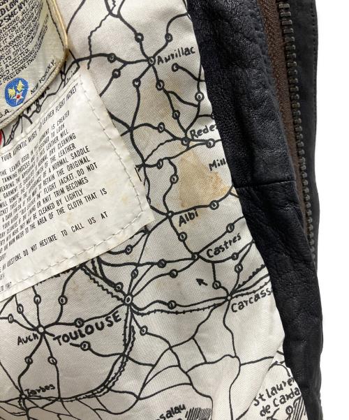 AVIREX（アヴィレックス）AVIREX (アヴィレックス) レザージャケット 裏地地図柄 ブラック サイズ:Lの古着・服飾アイテム
