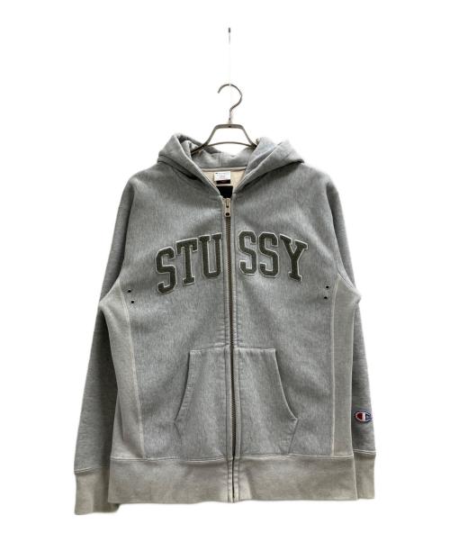 stussy（ステューシー）stussy (ステューシー) Champion REVERSE WEAVE (チャンピオン リバース ウィーブ) ジップパーカー グレー サイズ:Lの古着・服飾アイテム