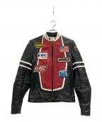 VANSONバンソン）の古着「レザージャケット」｜ブラック×レッド