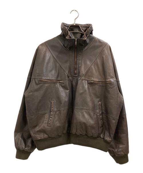 GATTO INTERNATIONAL（GATTO INTERNATIONAL）GATTO INTERNATIONAL (GATTO INTERNATIONAL) プルオーバーレザージャケット ブラウン サイズ:Mの古着・服飾アイテム