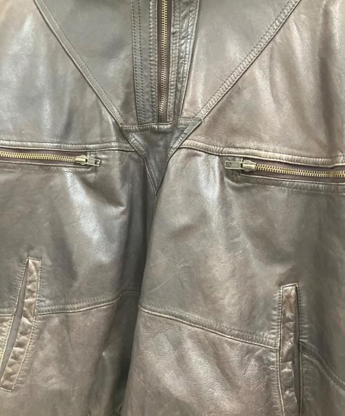 GATTO INTERNATIONAL（GATTO INTERNATIONAL）GATTO INTERNATIONAL (GATTO INTERNATIONAL) プルオーバーレザージャケット ブラウン サイズ:Mの古着・服飾アイテム