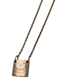 GUCCI（グッチ）の古着「GUCCI　スクエアプレートネックレス」｜シルバー