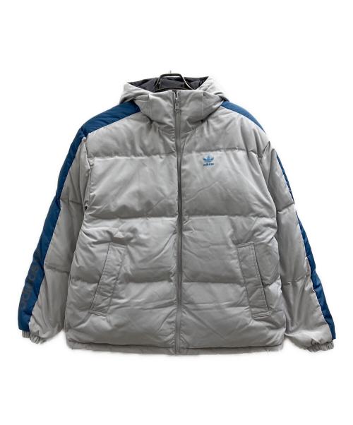 adidas（アディダス）adidas (アディダス) adidas　フーディリバーシブルダウンジャケット グレー×ブルー サイズ:Lの古着・服飾アイテム
