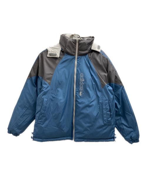 adidas（アディダス）adidas (アディダス) adidas　フーディリバーシブルダウンジャケット グレー×ブルー サイズ:Lの古着・服飾アイテム