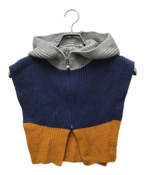 UN3D.（アンスリード）UN3D. (アンスリード) ジップニット ネイビー×イエロー×グレー サイズ:Fの古着・服飾アイテム