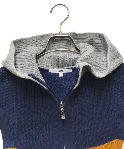 UN3D.（アンスリード）UN3D. (アンスリード) ジップニット ネイビー×イエロー×グレー サイズ:Fの古着・服飾アイテム